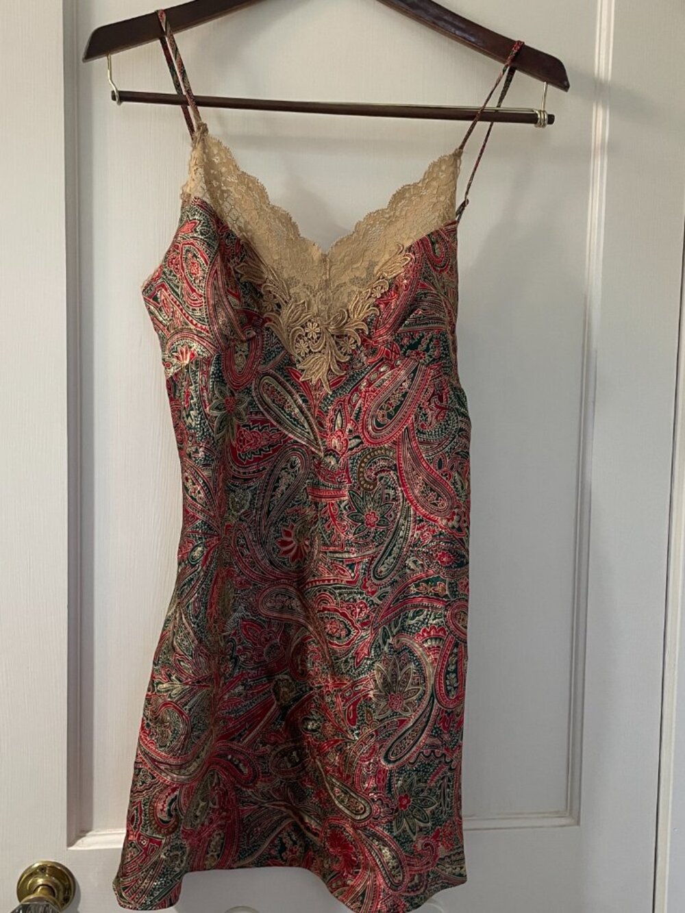 Victoria’s Secret Gold Label Vintage Chemise XS in Paisley with lace trim - Picture 2 of 7